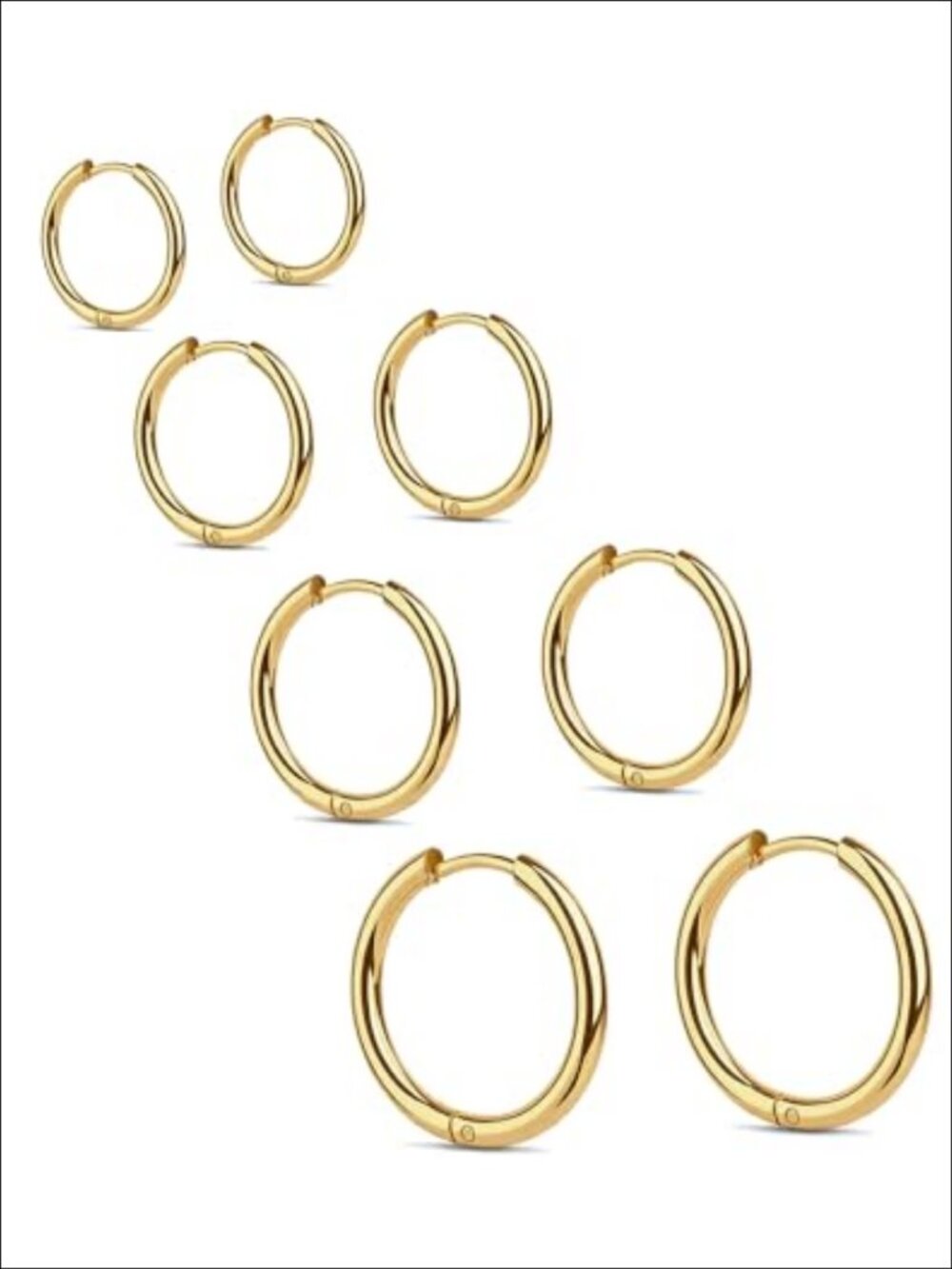 14K Gold Plated Stainless Steel Hoop Earrings Set Hypoallergenic Huggie